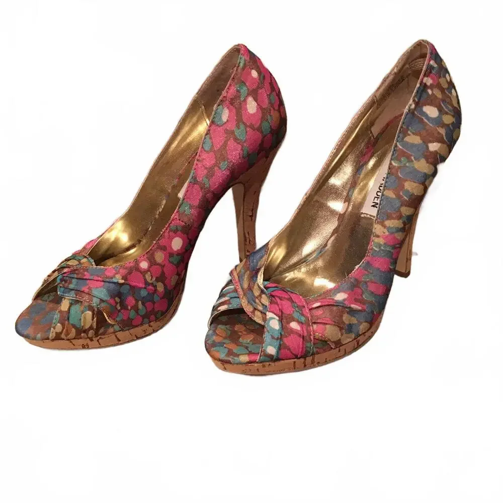 😎🩷Steve Madden Size 6 M Destin High Heels Open Toe Platform Shoes Heels
